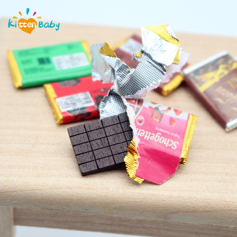 Food Snacks Candy - บ้านตุ๊กตาจิ๋ว1/12โมเดลช็อคโกแลตบาร์ขนาดเล็กสำหรับตุ๊กตาอาหารเล่นซูเปอร์มาร์เก็ตขนมขนมขบเคี้ยวโมเดลอุปกรณ์ครัว