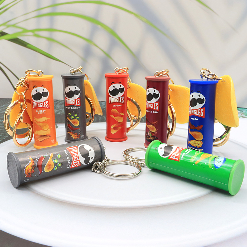Food Zinc - พวงกุญแจรูปมันฝรั่งทอด - ของตกแต่งแขวนรูปขนมมันฝรั่งทอดทำจากเรซิ่นเหมือนจริง - ที่แขวนมินิรูปถังมันฝรั่งทอด