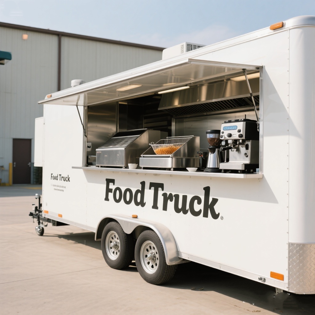 Food Truck With Snacks - รถขายอาหารเคลื่อนที่พร้อมอุปกรณ์ครัวครบครัน รถเข็นขายขนม กาแฟ อาหารจานด่วน รถพ่วงขายอาหาร คีออสก์เชิงพาณิชย์