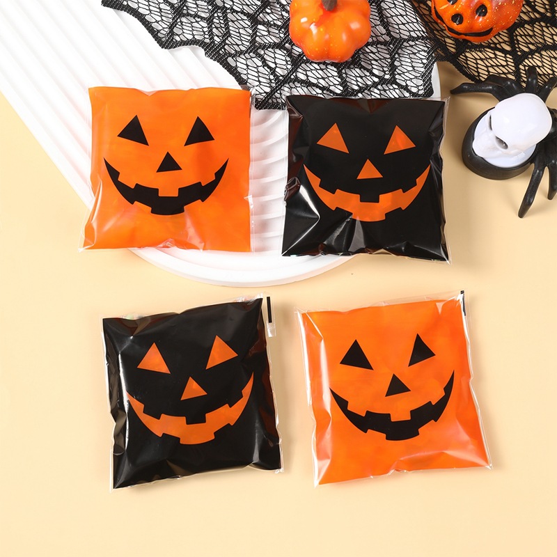 ถุงขนมฮาโลวีนสีดำส้มลายฟักทอง  - Food Snacks Candy บทวิจารณ์และราคา