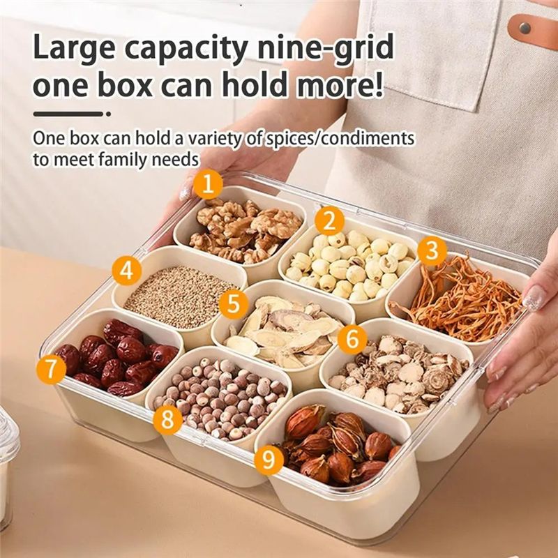 ถาดแบ่งช่อง 9 ช่องพร้อมฝาปิด ก - Food Snacks Candy บทวิจารณ์และราคา