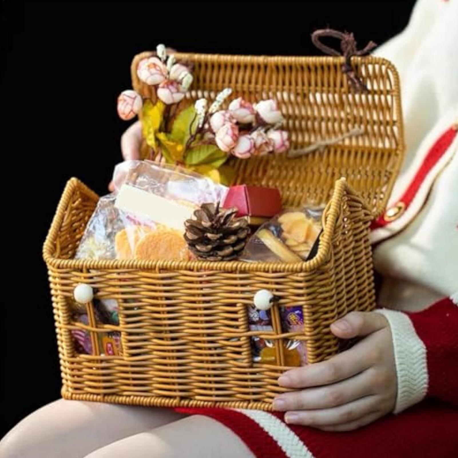 ตะกร้าหวายทรงบ้านสไตล์วินเทจ ข - Food Snacks With Fiber บทวิจารณ์และราคา
