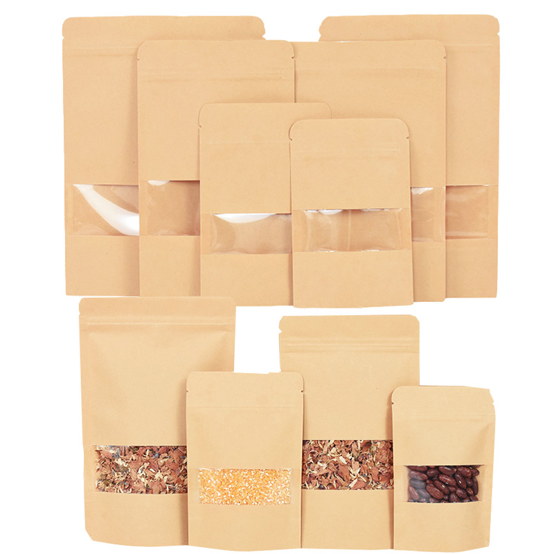 20/50pcs กระดาษคราฟท์ซิปล็อคถุ - Food Snacks Candy บทวิจารณ์และราคา